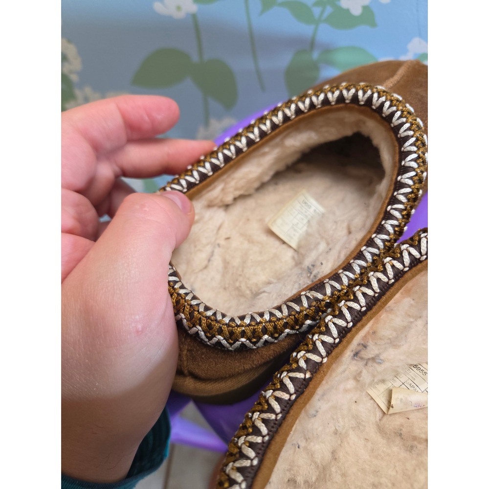 UGG Tasman Chestnut Suede Embroidered Braid Slippers 5955 Brown Womens 7 - Picture 7 of 9